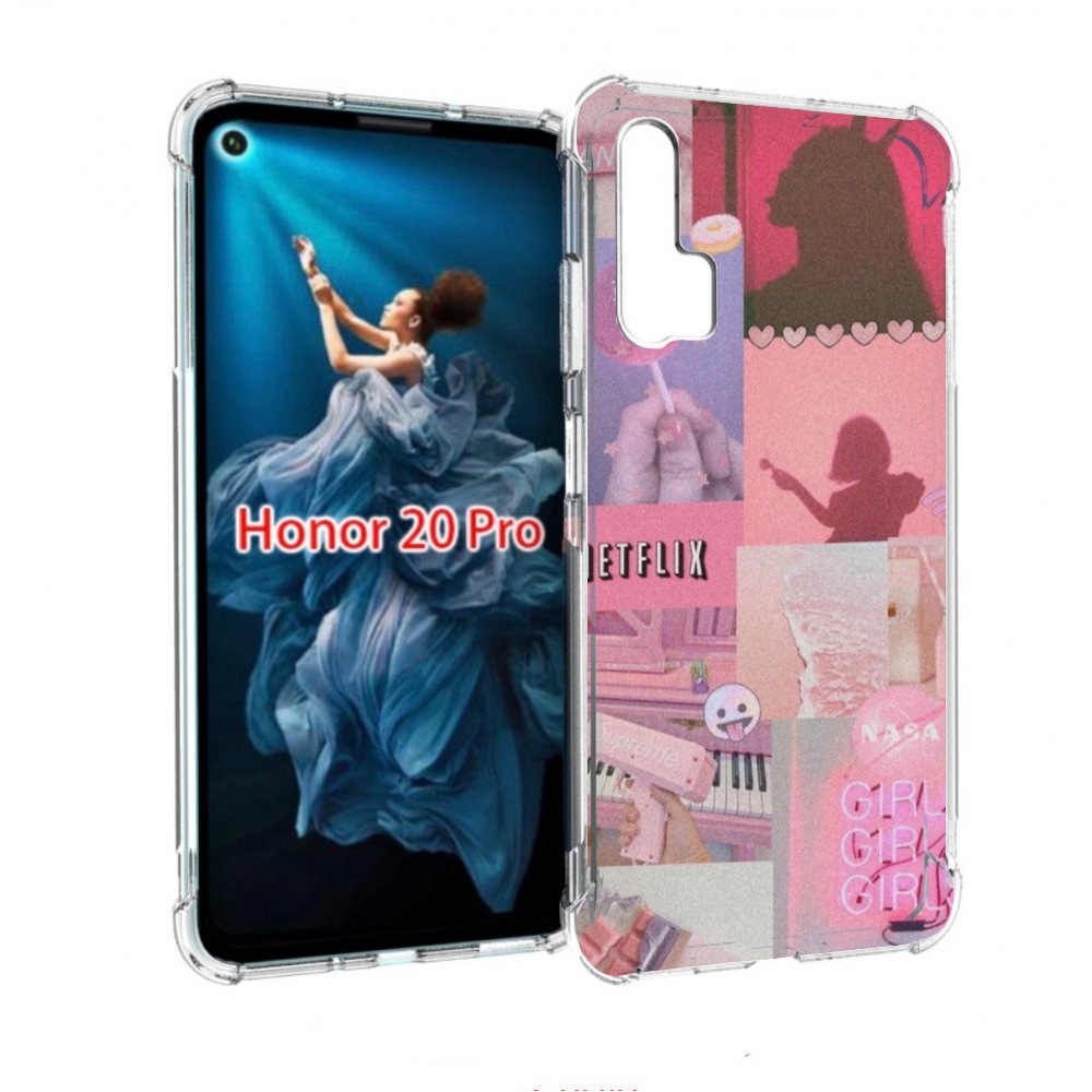 

Чехол бампер MyPads Розовый-вайб для Honor 20 Pro противоударный, Прозрачный, Tocco