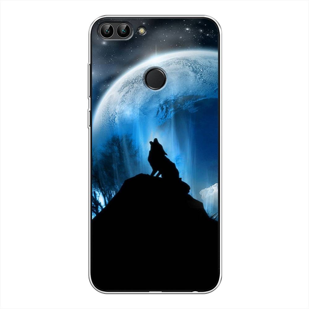 

Чехол для Huawei Y9 2018 "Волк 2", Синий;черный;белый, 64950-1