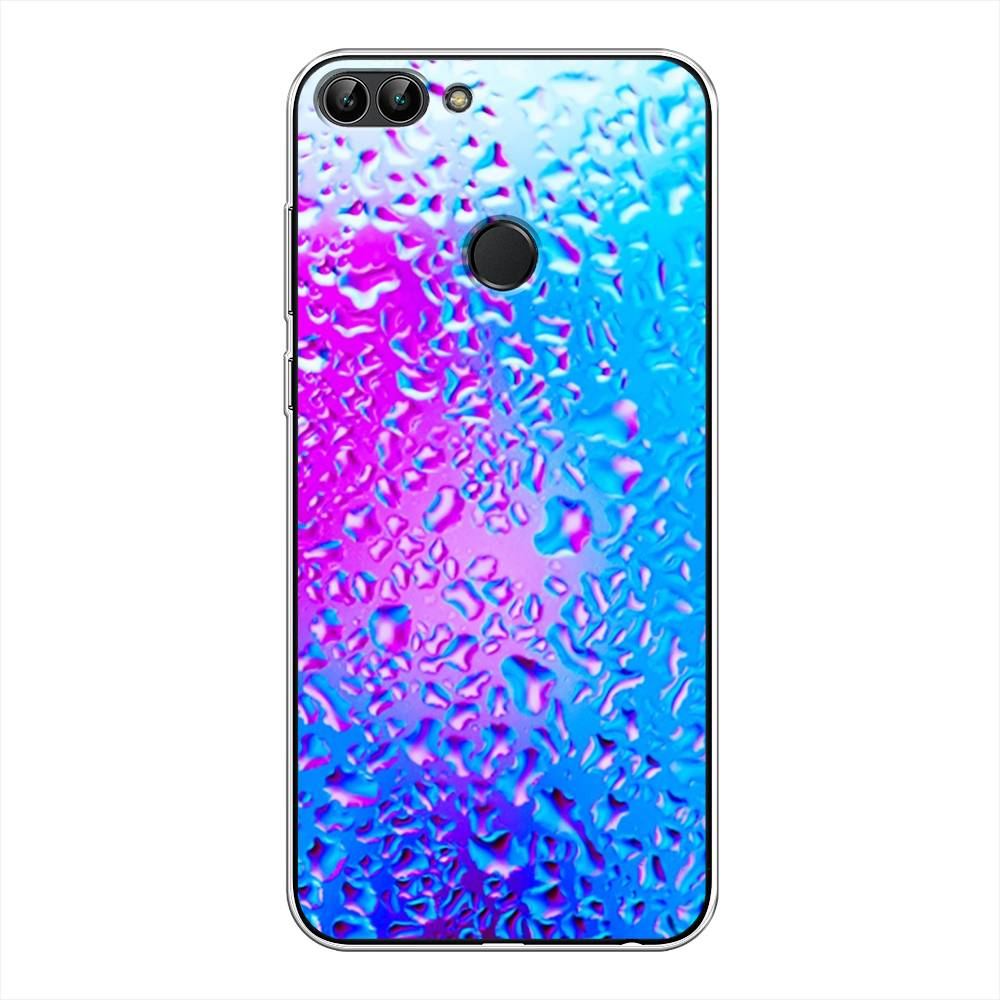 

Чехол для Huawei Y9 2018 "Капли на стекле", Голубой;розовый, 64950-3