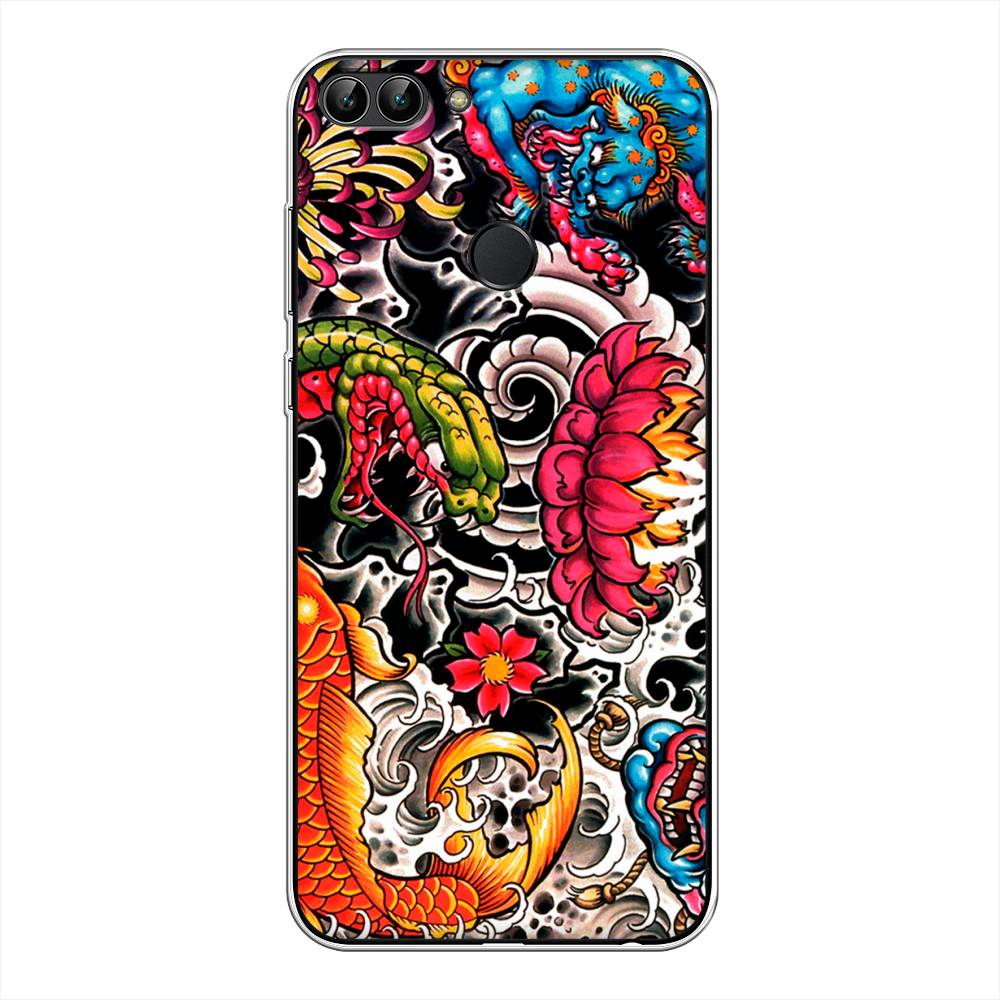 

Чехол для Huawei Y9 2018 "Японское искусство", Красный;оранжевый;голубой, 64950-4