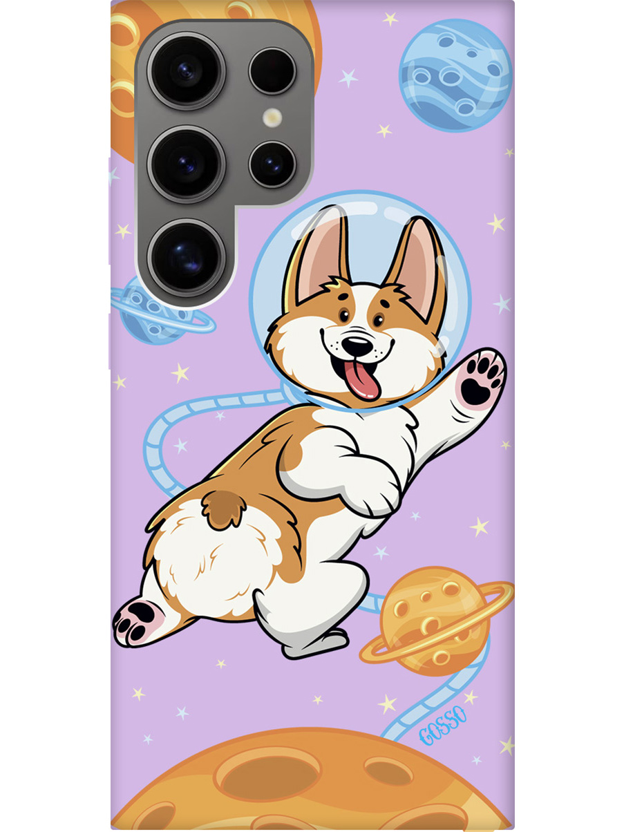

Силиконовый чехол на Samsung Galaxy S24 Ultra с рисунком "CosmoCorgi" Soft Touch сиреневый, Фиолетовый;коричневый, 20011904