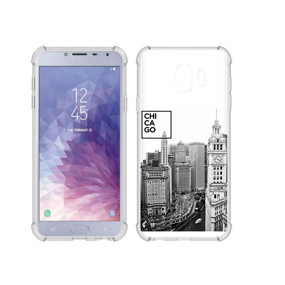 

Чехол MyPads Tocco для Samsung Galaxy J4 (2018) черно белый чикаго, Прозрачный, Tocco