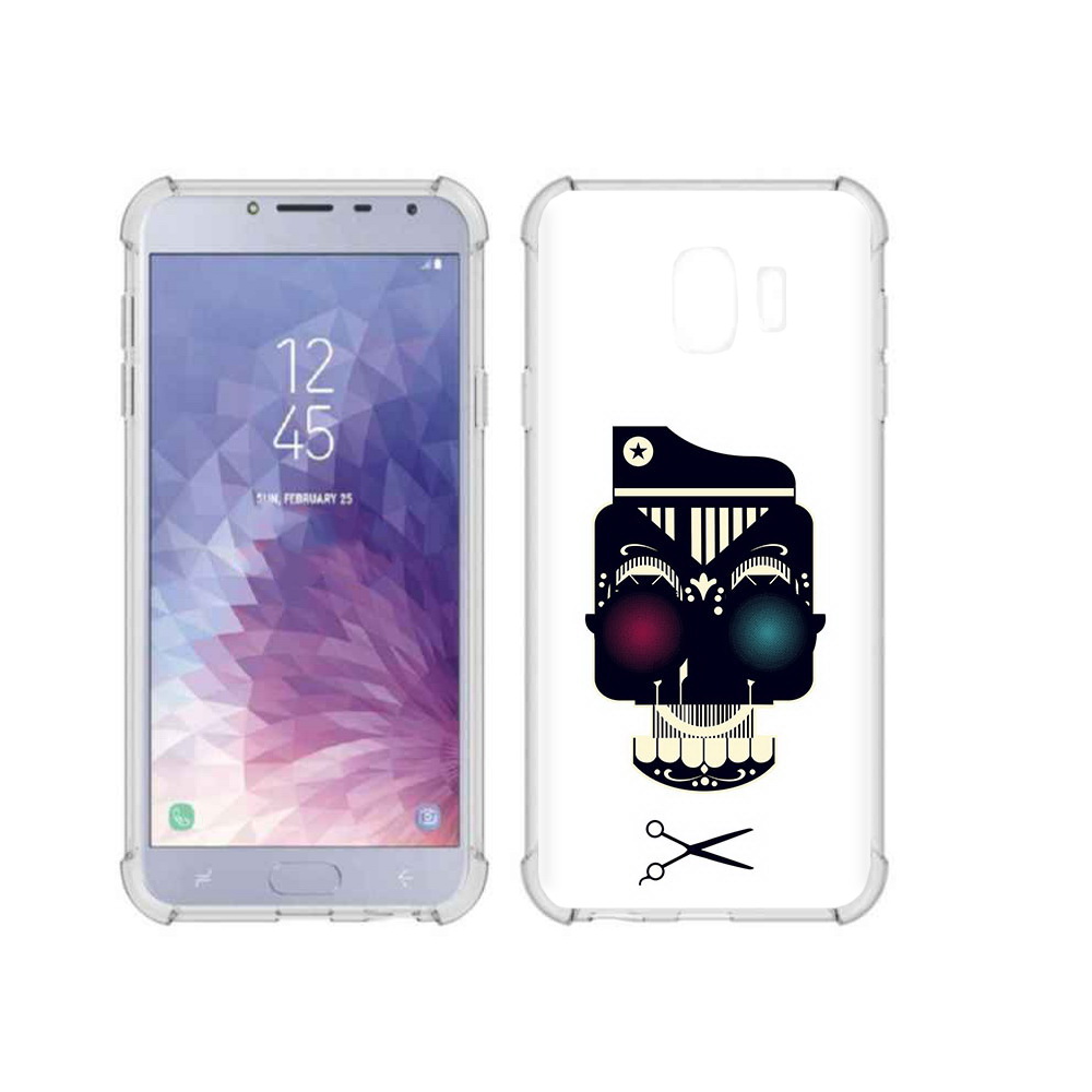 

Чехол MyPads Tocco для Samsung Galaxy J4 (2018) черно белый скелет с яркими глазами, Прозрачный, Tocco