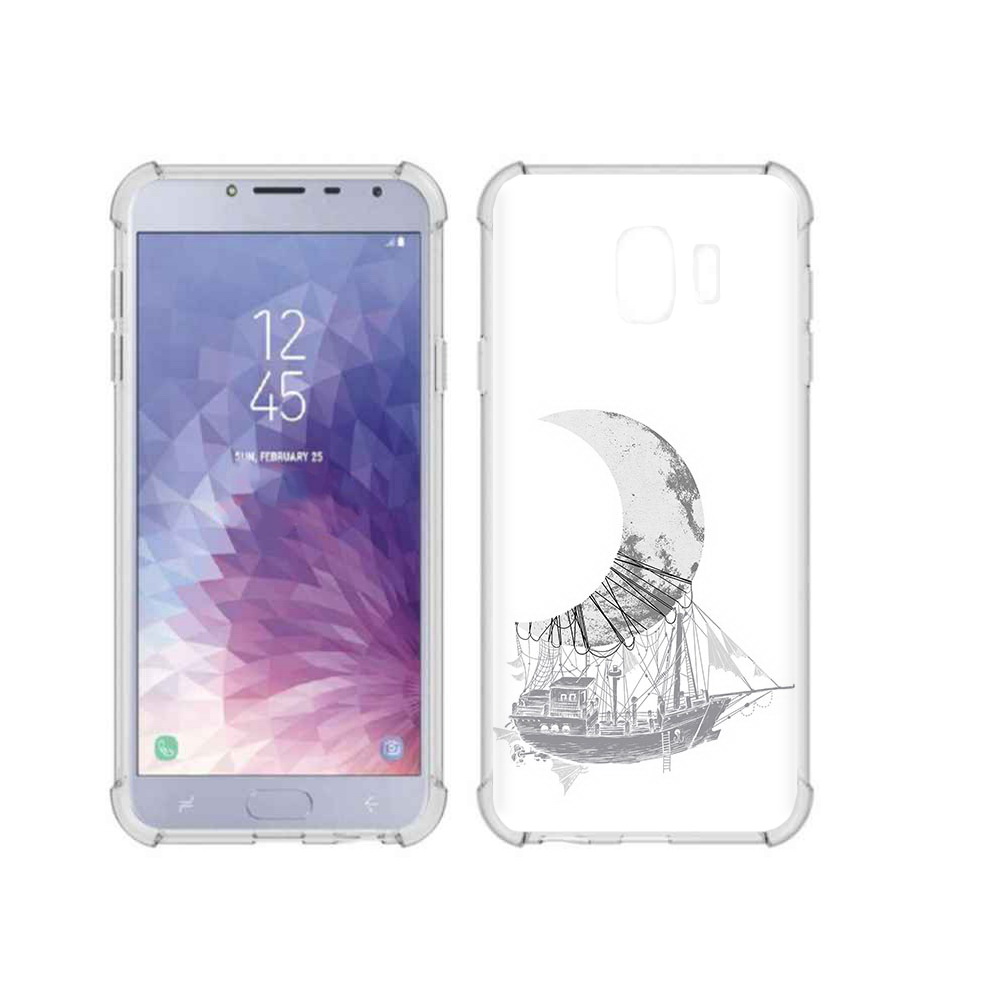 

Чехол MyPads Tocco для Samsung Galaxy J4 (2018) черно белый корабль полумесяц, Прозрачный, Tocco