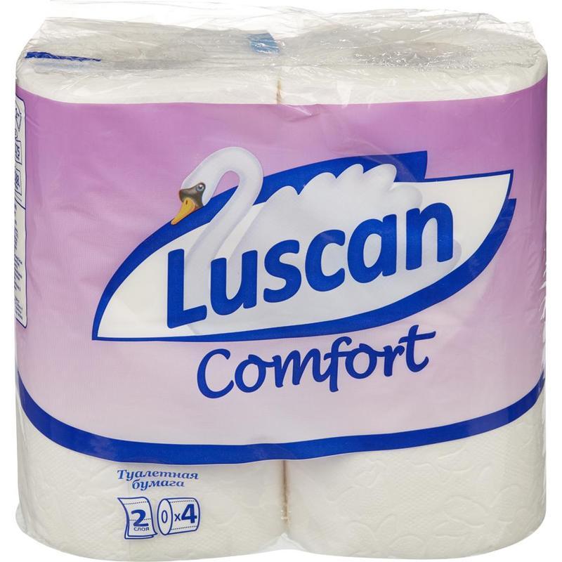 Бумага туалетная 2-слойная Luscan Comfort белая с тиснением 21.88м 4 рул/уп 24 уп.