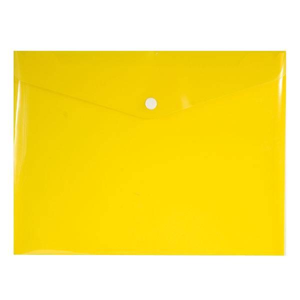 Папка-конверт на кнопке inФОРМАТ А5, 180мкм, пластик прозрачная желтая, 20шт.