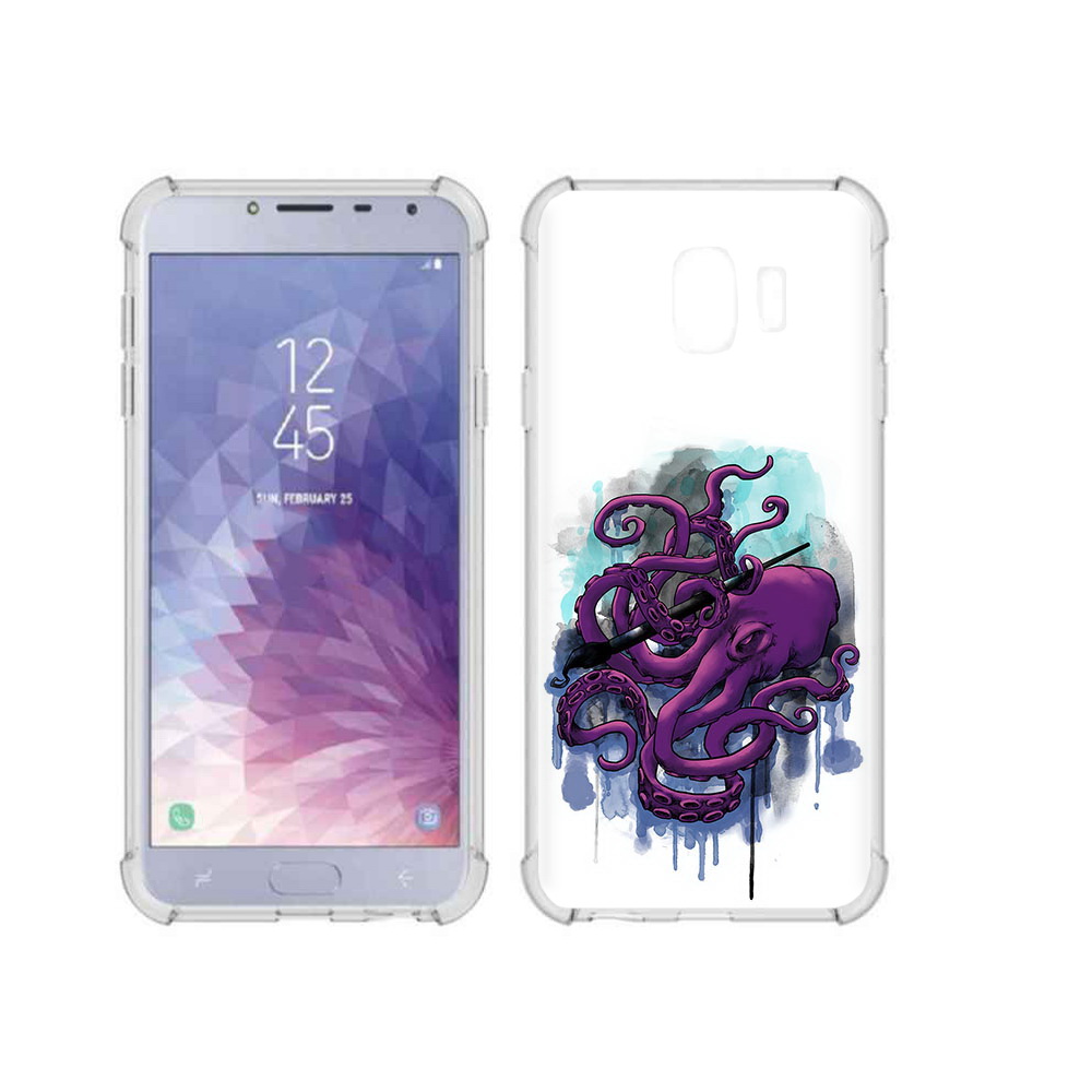 

Чехол MyPads Tocco для Samsung Galaxy J4 (2018) фиолетовый осьминог, Прозрачный, Tocco