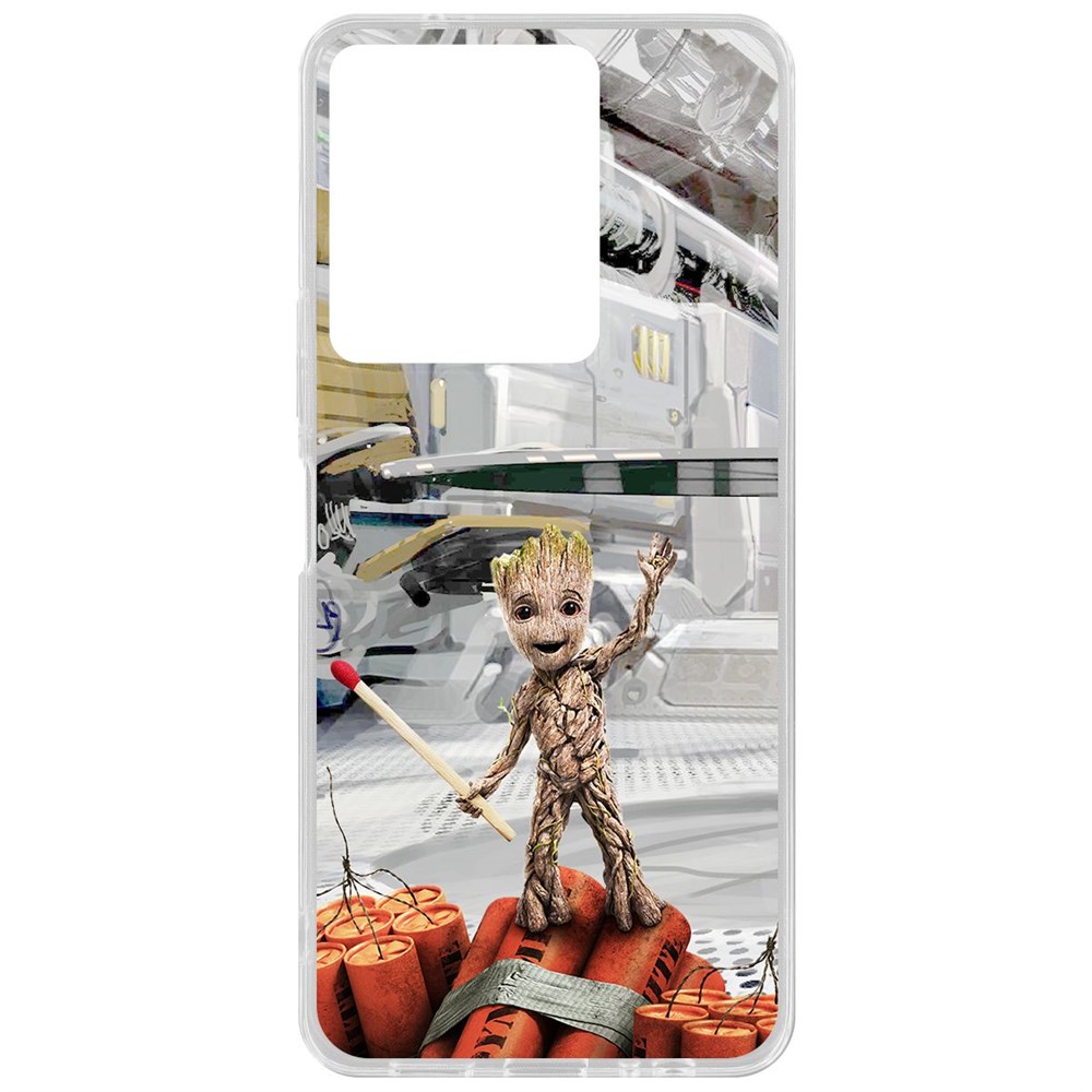 

Чехол-накладка Krutoff Clear Case Стражи Галактики. Малыш Грут для Vivo Y36, Прозрачный