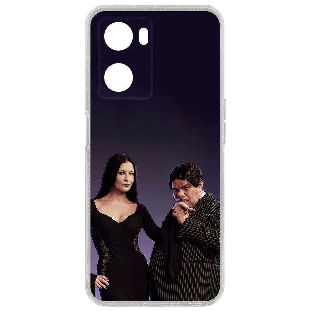 

Чехол Уэнсдей Аддамс - Мортиша и Гомес для Oppo A57s, Прозрачный