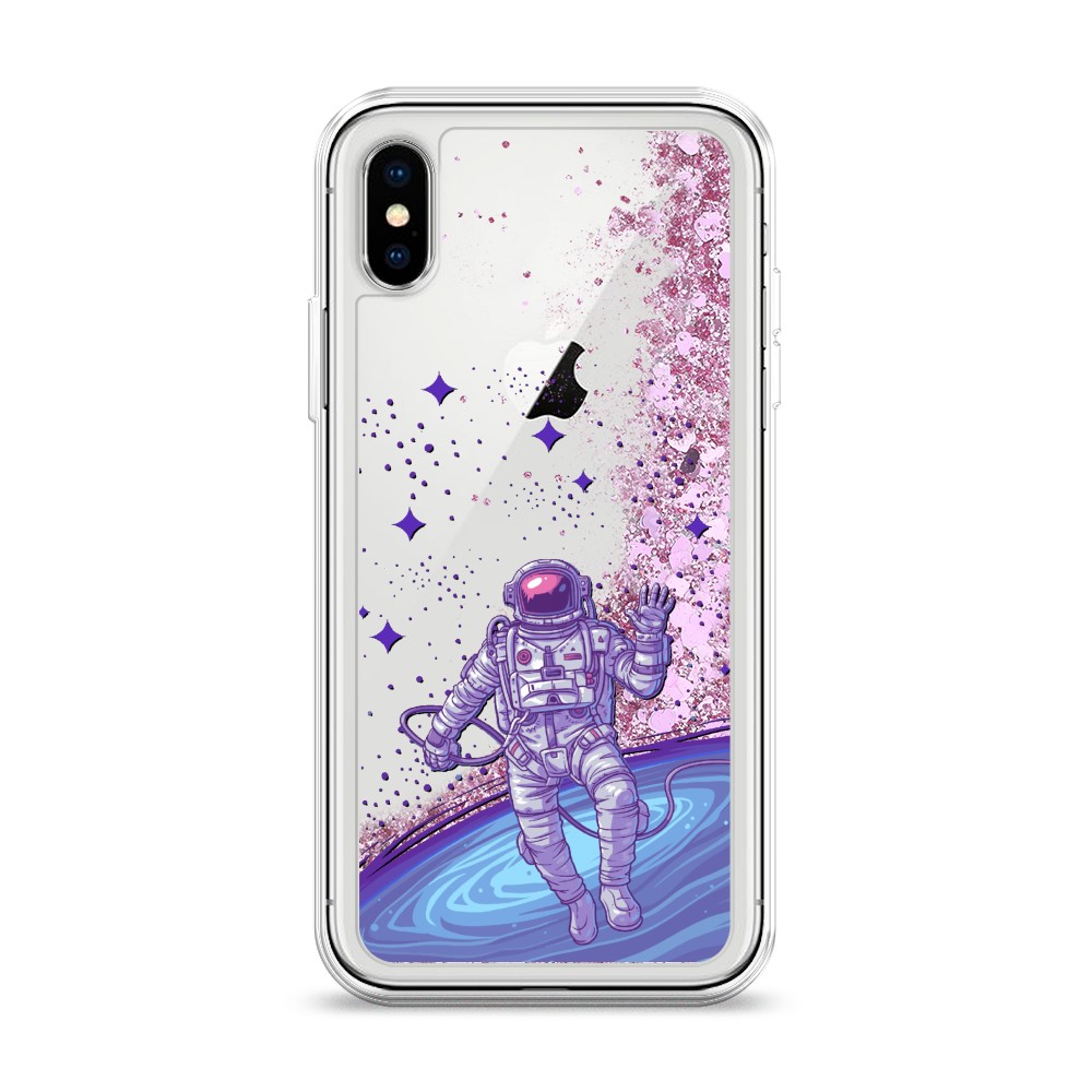 

Жидкий чехол с блестками "Космонавт в открытом космосе" на Apple iPhone XS (10S), 11894-1
