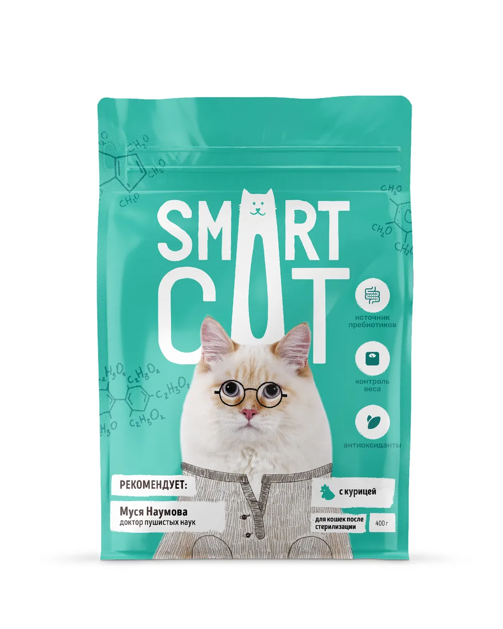 фото Сухой корм для кошек smart cat для стерилизованных, с курицей, 2 шт по 0,4 кг