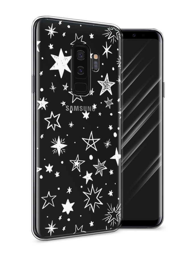 

Чехол Awog на Samsung Galaxy S9 + "Звездочки графика белая", Прозрачный;белый, 25850-7