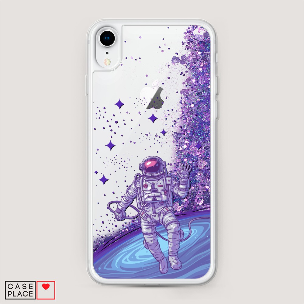 

Жидкий чехол с блестками "Космонавт в открытом космосе" на Apple iPhone XR (10R), 12092-1