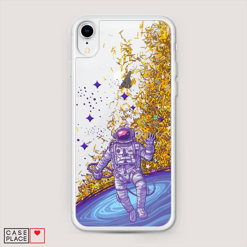 

Жидкий чехол с блестками "Космонавт в открытом космосе" на Apple iPhone XR (10R), 12090-1