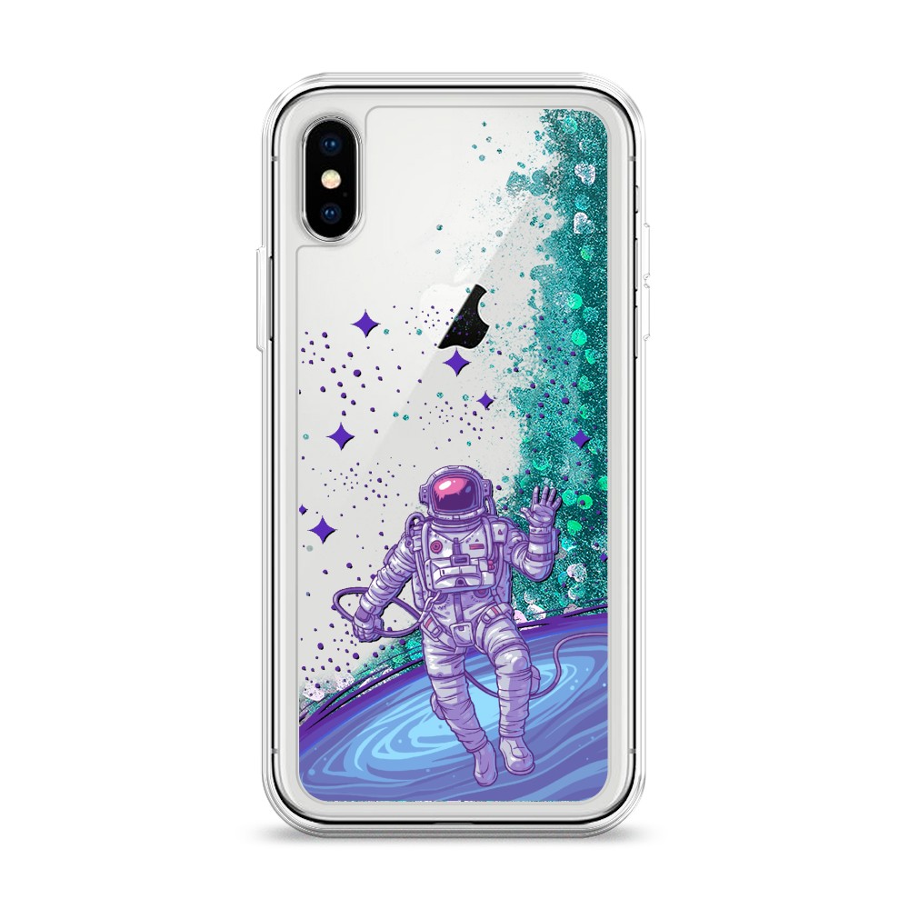 

Жидкий чехол с блестками "Космонавт в открытом космосе" на Apple iPhone X (10), 11095-1