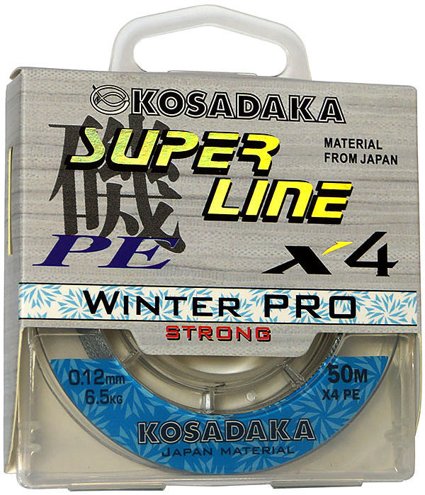 

Леска плетеная (шнур) KOSADAKA SUPER LINE PE X4 WINTER PRO BSLX4JP-50-LB-008 (50 м 0,08мм), Голубой