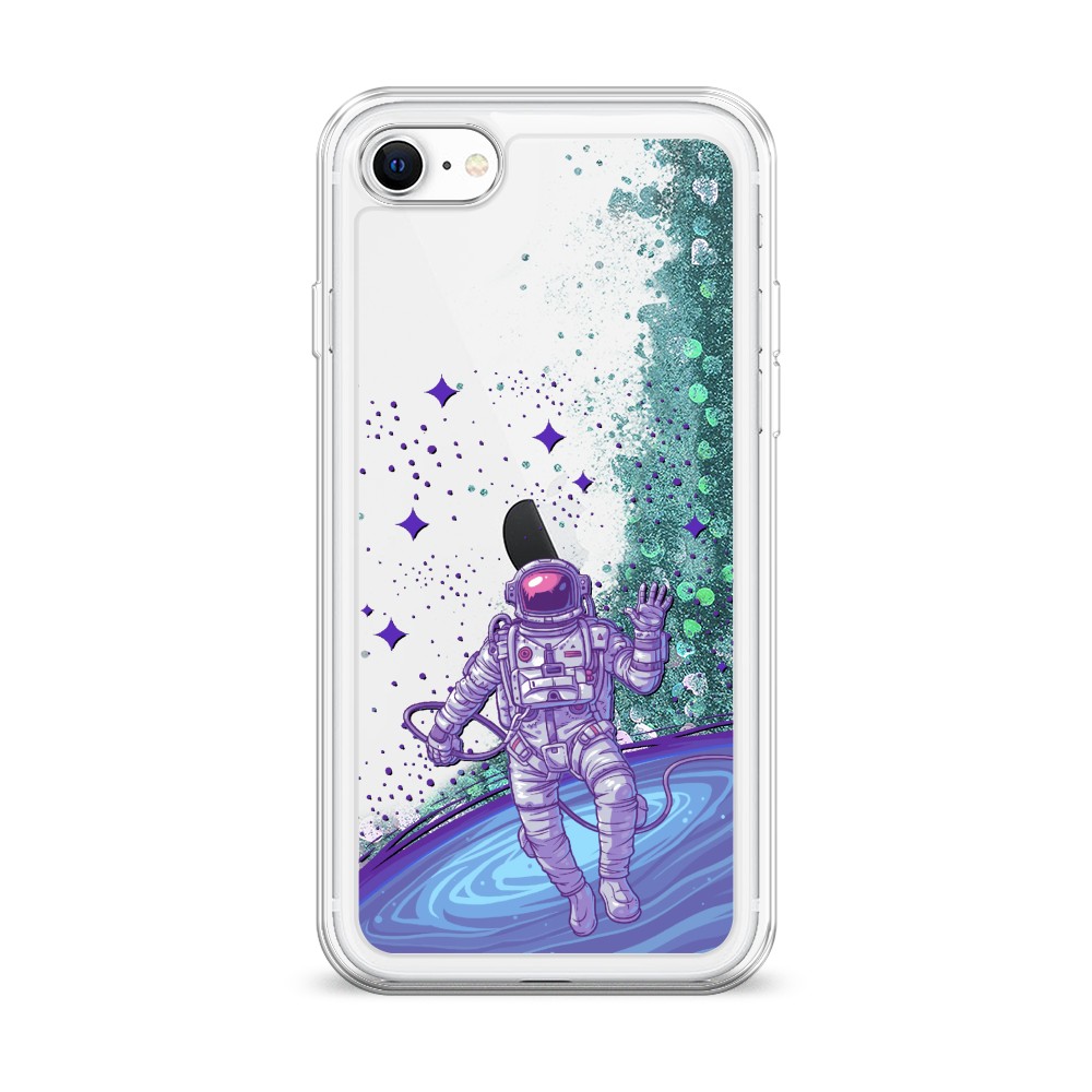 

Жидкий чехол с блестками "Космонавт в открытом космосе" на Apple iPhone SE 2022, 14895-1