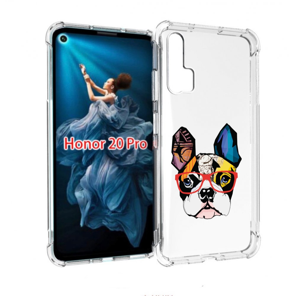 

Чехол бампер MyPads Мопс-в-очках для Honor 20 Pro противоударный, Прозрачный, Tocco