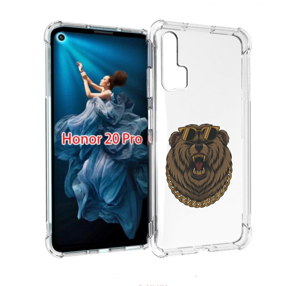 

Чехол бампер MyPads Медведь-в-очках-2 для Honor 20 Pro противоуд, Прозрачный, Tocco
