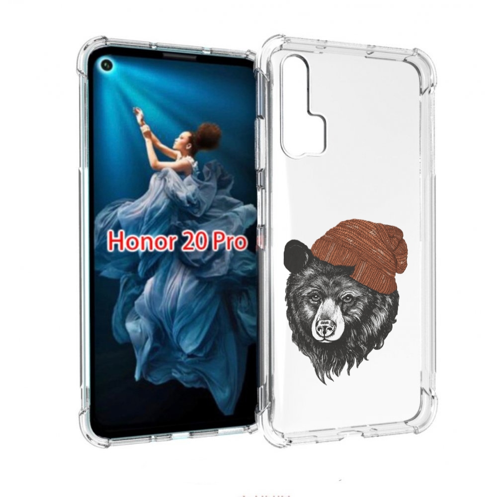 

Чехол бампер MyPads Медведь в шапке 2 для Honor 20 Pro противоуд, Прозрачный, Tocco