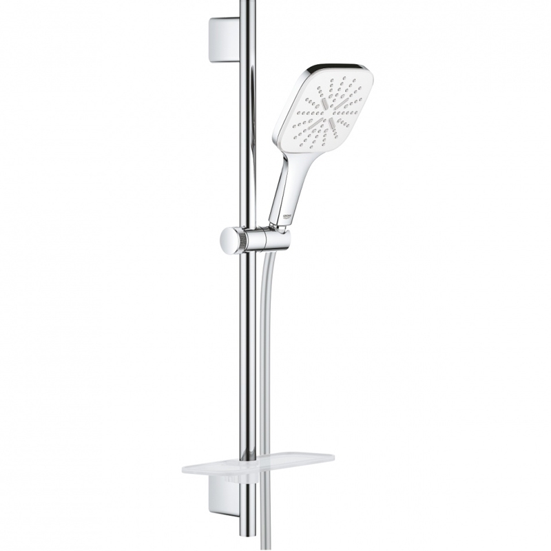 

Душевой гарнитур GROHE Rainshower SmartActive 130 Cube, 3 вида струи, белая луна 26586LS0, Серебристый