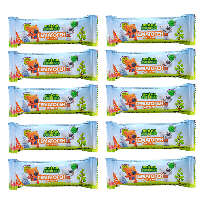 

МИ-МИ-МИШКИ Гематоген детский Ми-Ми-Мишки, 10 шт по 40 г