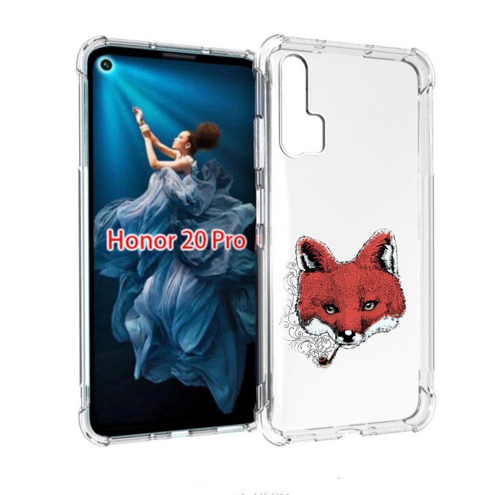 

Чехол бампер MyPads Лис с трубкой для Honor 20 Pro противоударный, Прозрачный, Tocco