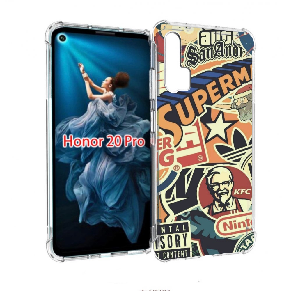 

Чехол бампер MyPads Лейблы-на-постере для Honor 20 Pro противоуд, Прозрачный, Tocco