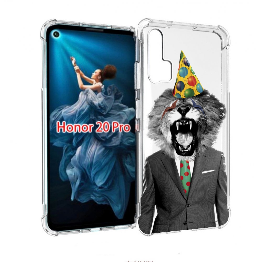 

Чехол бампер MyPads Лев в галстуке для Honor 20 Pro противоударный, Прозрачный, Tocco