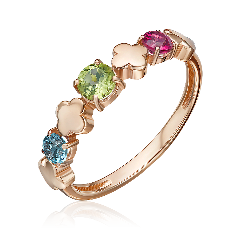 

Кольцо из золота р.  PLATINA jewelry 01-5835-00-231-1110, гранат\топаз\хризолит, 01-5835-00-231-1110