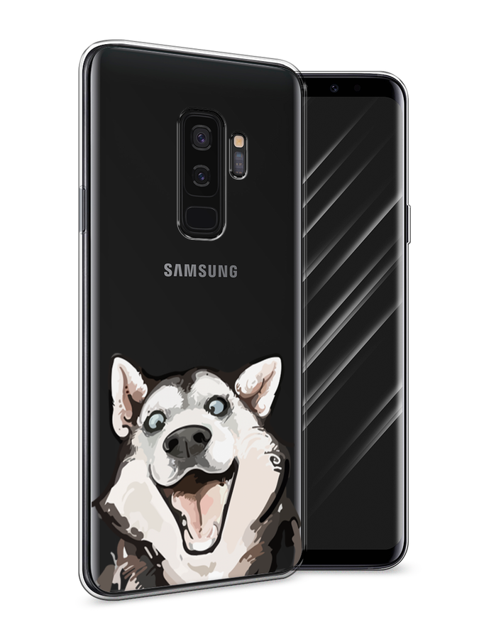 

Чехол Awog на Samsung Galaxy S9 + "Радостный хаски", Белый;голубой;черный, 25850-1