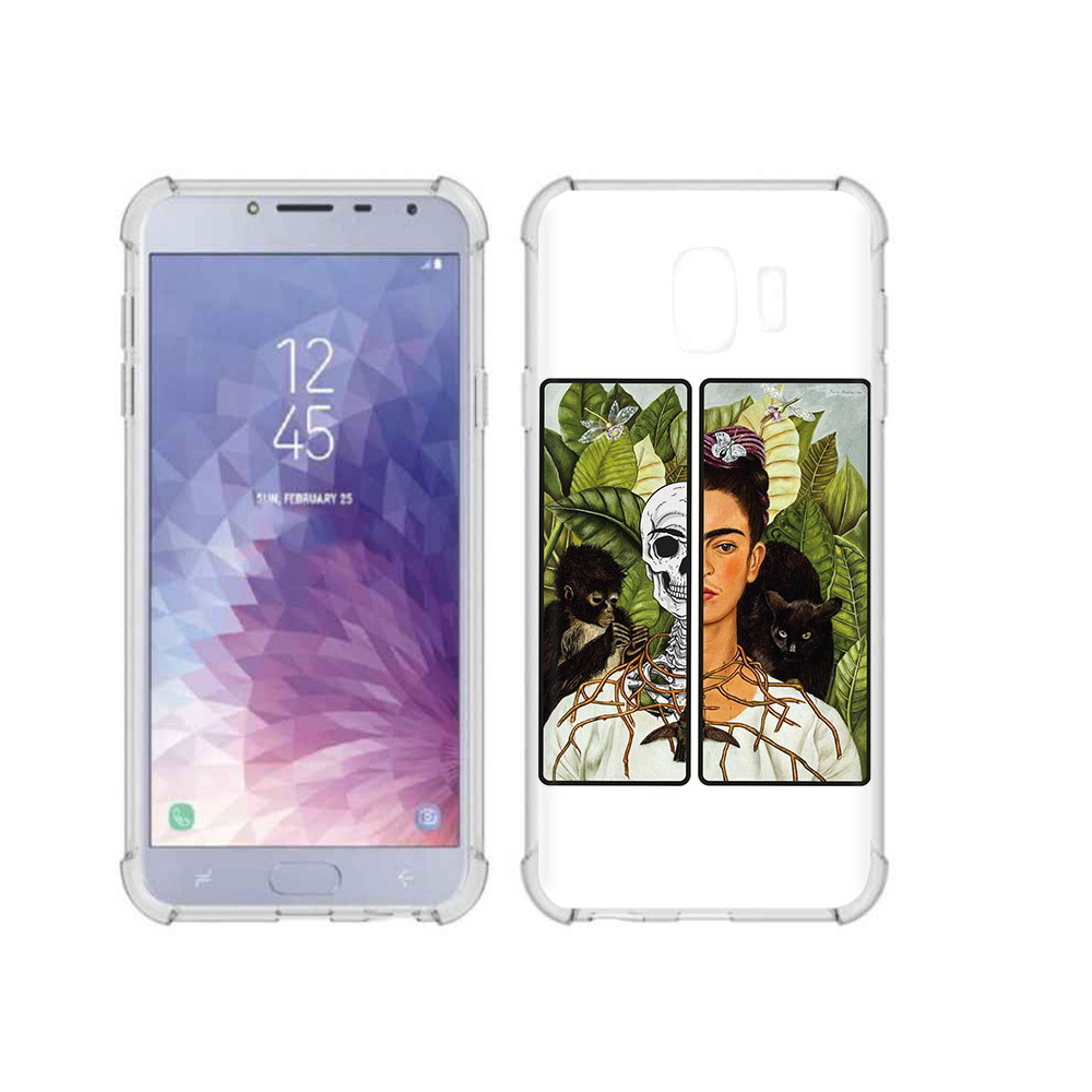 

Чехол MyPads Tocco для Samsung Galaxy J4 (2018) сдвоенная картинка девушка скелет, Прозрачный, Tocco