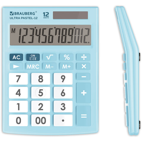 

Калькулятор настольный Brauberg Ultra Pastel-12-LB 12-разрядный голубой , 20шт.