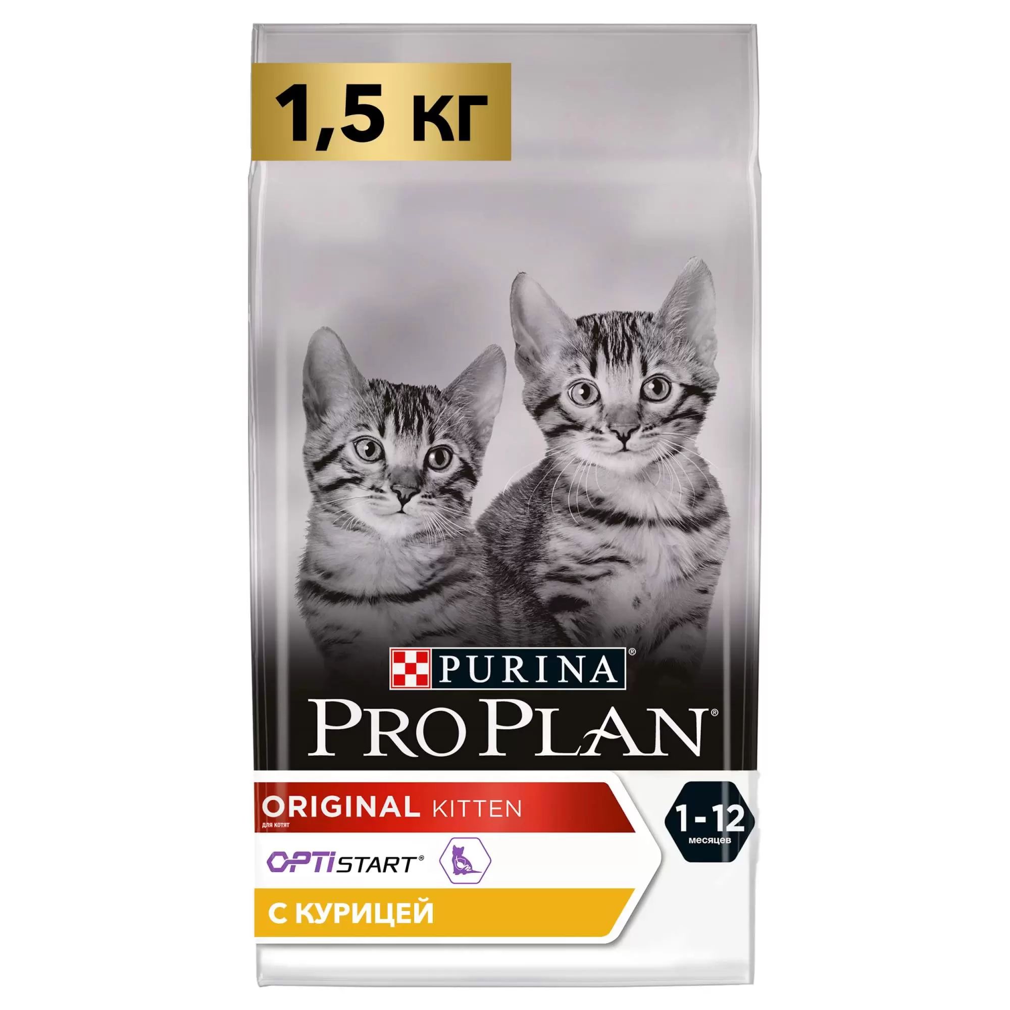 

Сухой корм для котят Pro Plan Kitten курица, 2 шт по 1,5 кг