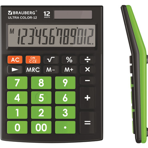 

Калькулятор настольный Brauberg Ultra Color-12-BKLG 12-разрядный черно-салатовый , 20шт.