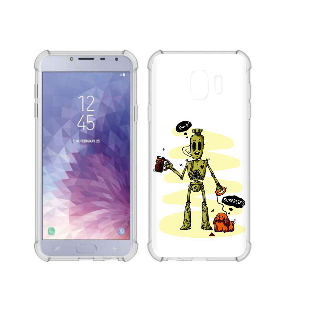 

Чехол MyPads Tocco для Samsung Galaxy J4 (2018) прикольный робот, Прозрачный, Tocco