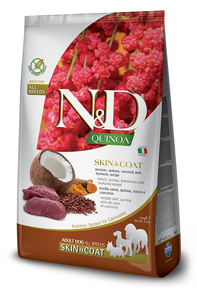 

Сухой корм для собак FARMINA DOG N&D GRAIN FREE QUINOA SKIN & COAT VENISON, 2шт по 2,5кг