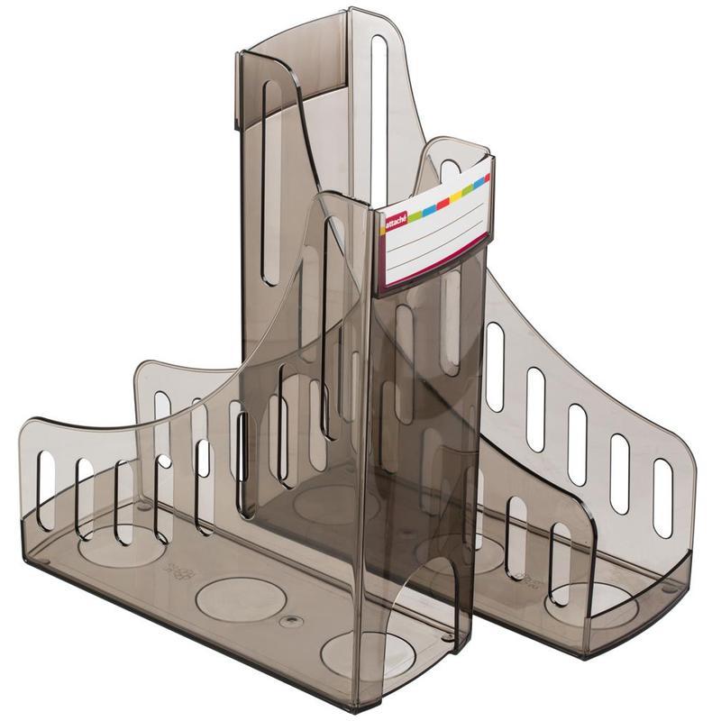

Лоток для бумаг вертикальный Attache, 100мм, тонированный, 2шт 2 уп., Черный