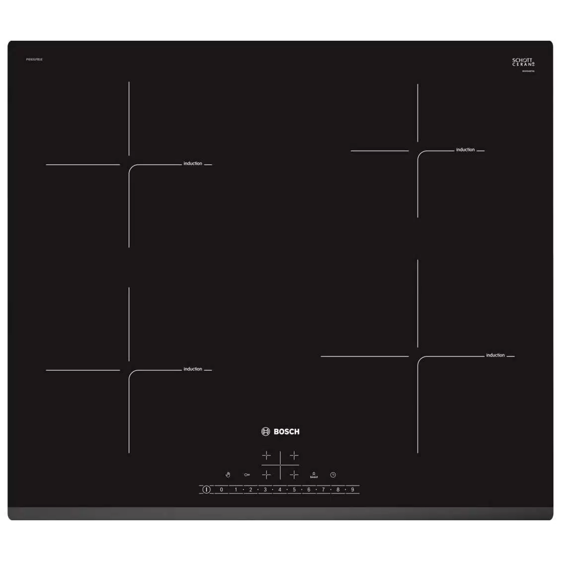 

Встраиваемая варочная панель индукционная Bosch PIF651FB1E, черный, PIF651FB1E