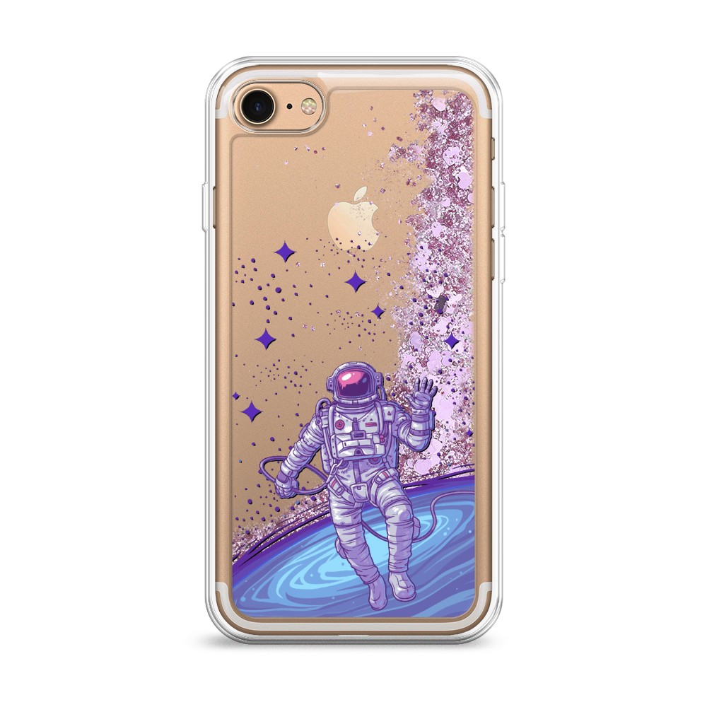 

Жидкий чехол с блестками "Космонавт в открытом космосе" на Apple iPhone 8, 10894-1