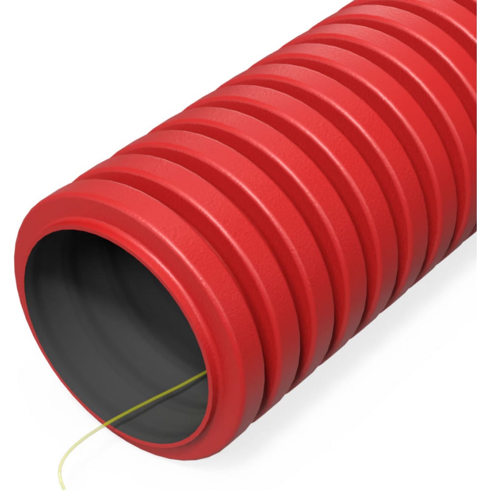 фото Гибкая гофрированная двустенная труба пнд промрукав тип 450 sn29 с зондом красная d40 100м