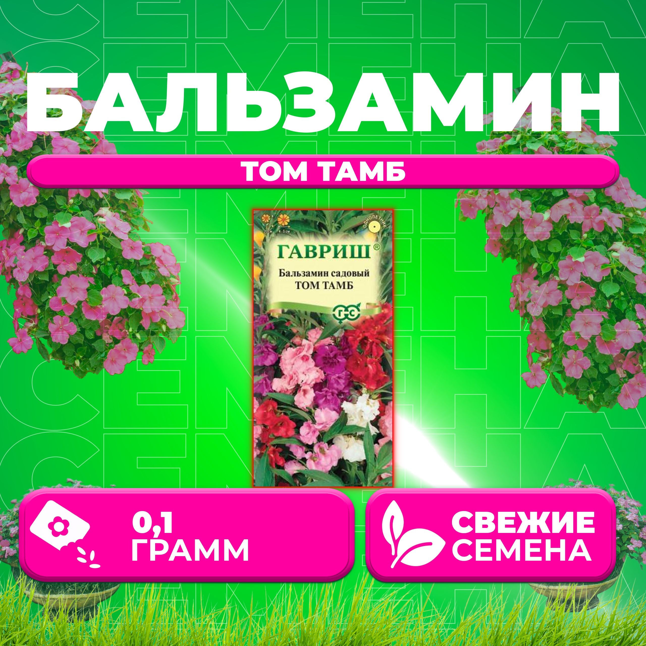 

Семена Бальзамин карликовый Том Тамб, смесь, 0,1г, Гавриш, Цветочная коллекция (1 уп)