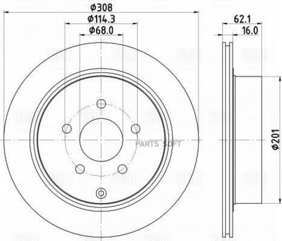 

Диск торм. для а/м Nissan Murano (02-)/Infinity FX (02-)/M (10-) зад. d=308 | зад |