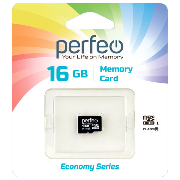 Карта памяти Perfeo microSD 16GB High-Capacity (Class 10) без адаптера economy series