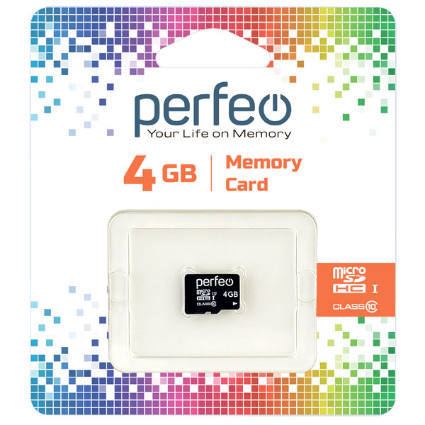 Карта памяти Perfeo microSD 4GB High-Capacity (Class 10) без адаптера