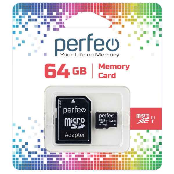 

Карта памяти Perfeo microSDXC 64GB High-Capacity Class 10 UHS-1