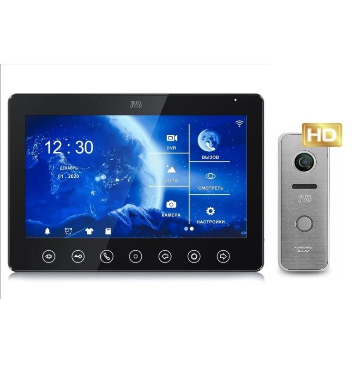 Комплект видеодомофона JVS SPARK HD WIFI BLACK/SILVER планшет samsung galaxy tab a8 sm x205n t618 2 0 8c ram3gb rom32gb 10 5 tft 1920x1200 3g 4g android 11 темно серый 8mpix 5mpix bt gps wifi touc