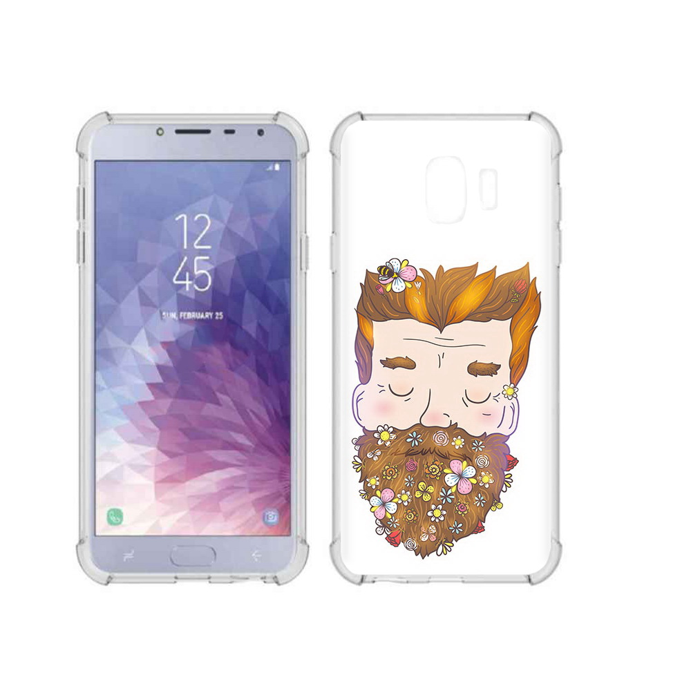 Чехол MyPads Tocco для Samsung Galaxy J4 (2018) мужчина с цветами в бороде