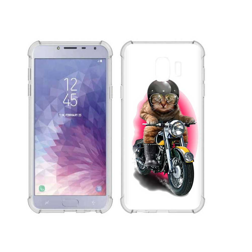 

Чехол MyPads Tocco для Samsung Galaxy J4 (2018) мото-кот, Прозрачный, Tocco