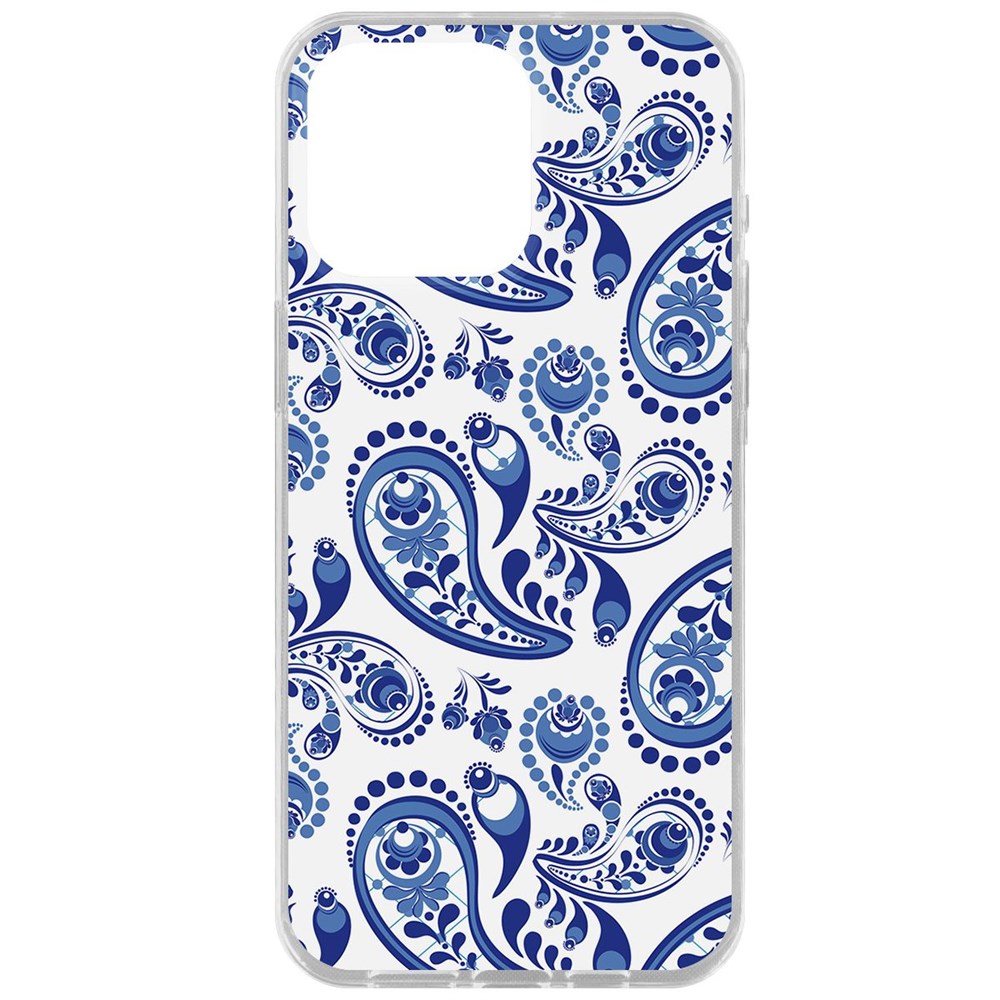 

Чехол-накладка Krutoff Clear Case Гжель для iPhone 15 Pro Max, Прозрачный